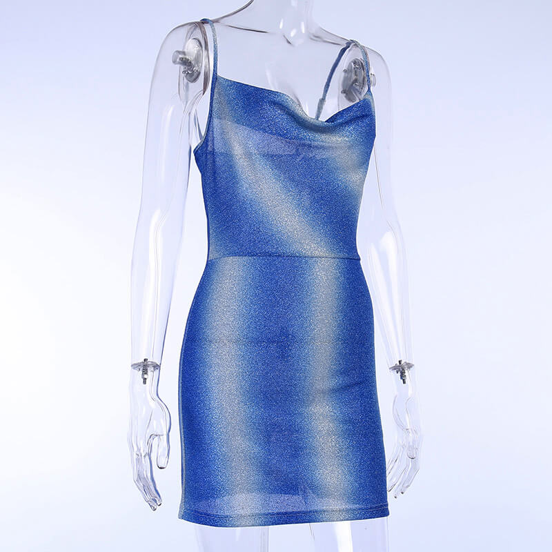 Sparkling V Neck Spaghetti Strap Bodycon Dress