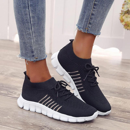 Comfortable Chunky Knit Lace Up Sock Sneakers