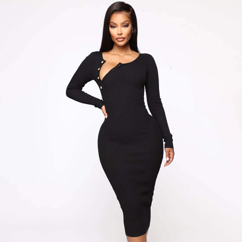 Tight Plain Bodycon Knit Dress