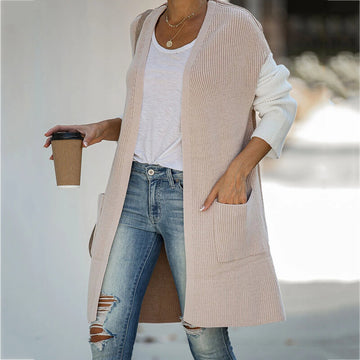 Loose Colorblock Patchwork Knit Cardigan Coat