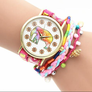 Elephant Print Colorful Strap Watch