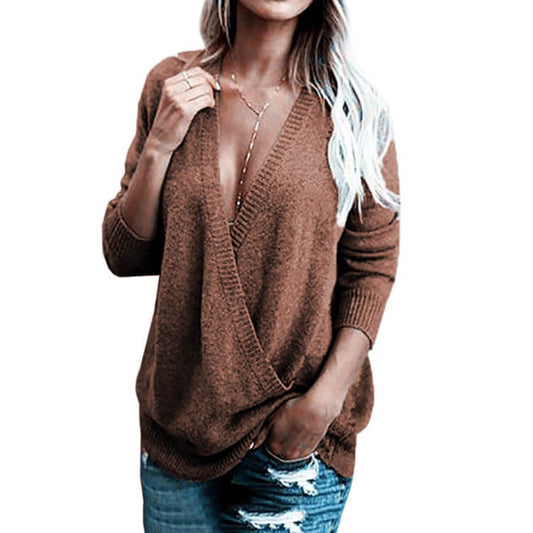 V-Neck Loose Wrap Women Sweater