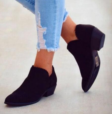 Low Chunky Heel Slip-On Booties