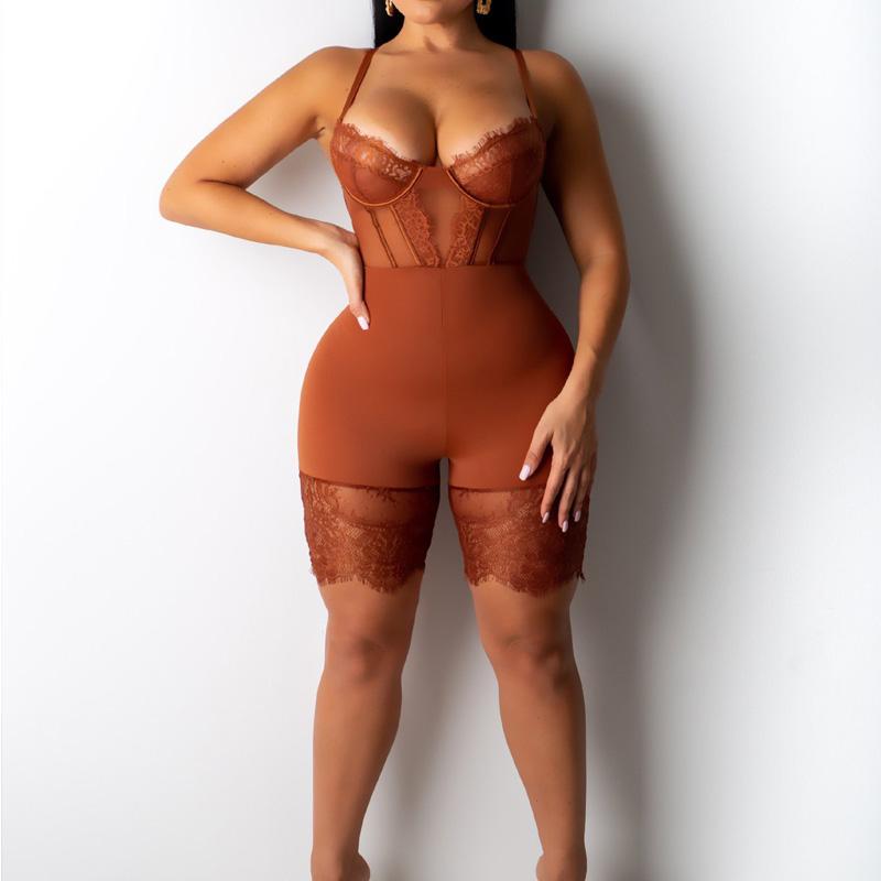 Sexy Lace Bodycon Sheer Spaghetti Strap Rompers