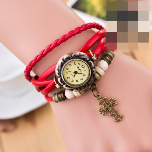 Retro Cross Multilayer Woven Watch