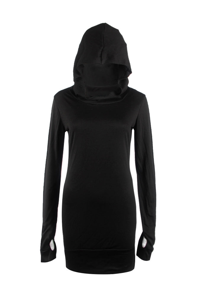 Long Sleeve Solid Color Long Slim Hoodie