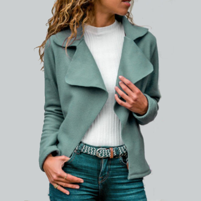 Simple Notched Collar Suedette Jacket