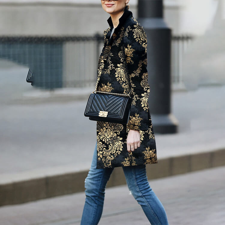 Print Midi Blazer Coat