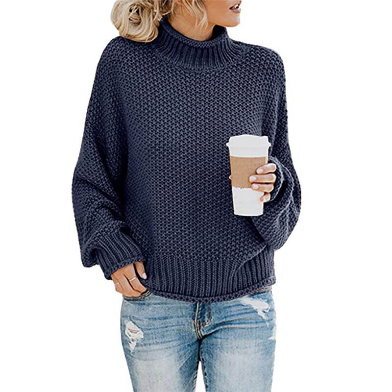 Turtleneck Textured Cozy Women Sweater