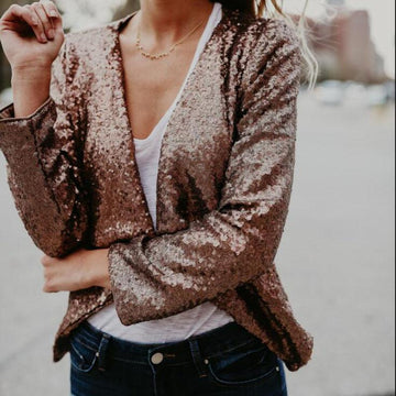 Plus Size Petite Sequins Blazer