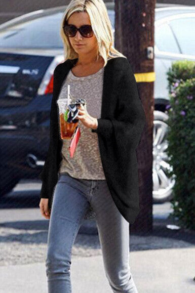 Loose Long Bat-wing Sleeves V-neck Regular Cardigan