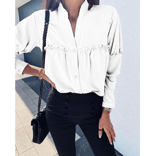 V-neck Button Blouse