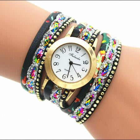 Colorful Print Multilayer Bracelet Watch