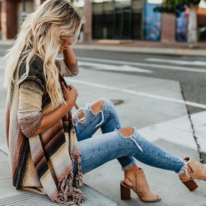 Chic Open Front Tassel Cardigan