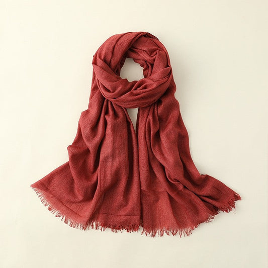 Solid Color Beach Long Cotton And Linen Scarf