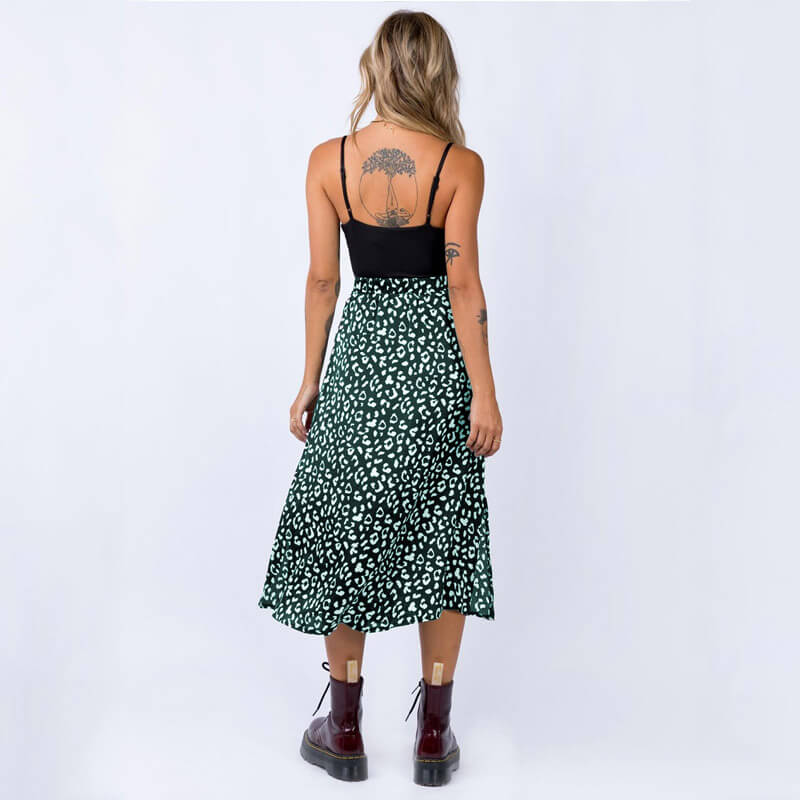 Sexy Leopard High Waist Loose Split Midi Dresses