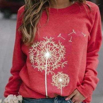 Dandelion Print Plus Size O Neck Hoodies