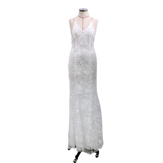 Backless Lace Floor Length Sling Dress