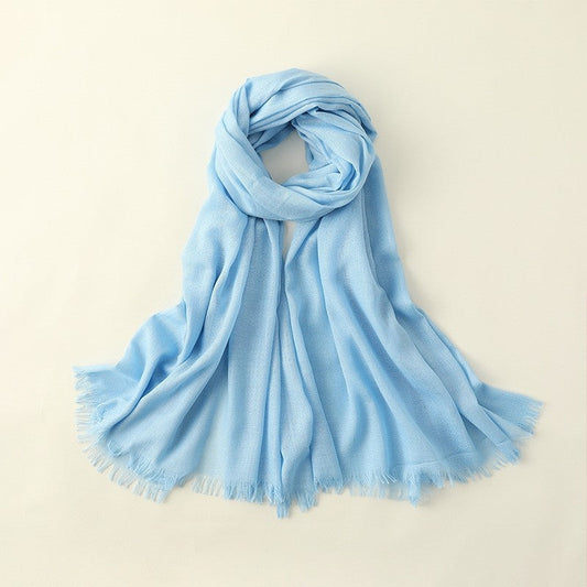 Solid Color Beach Long Cotton And Linen Scarf