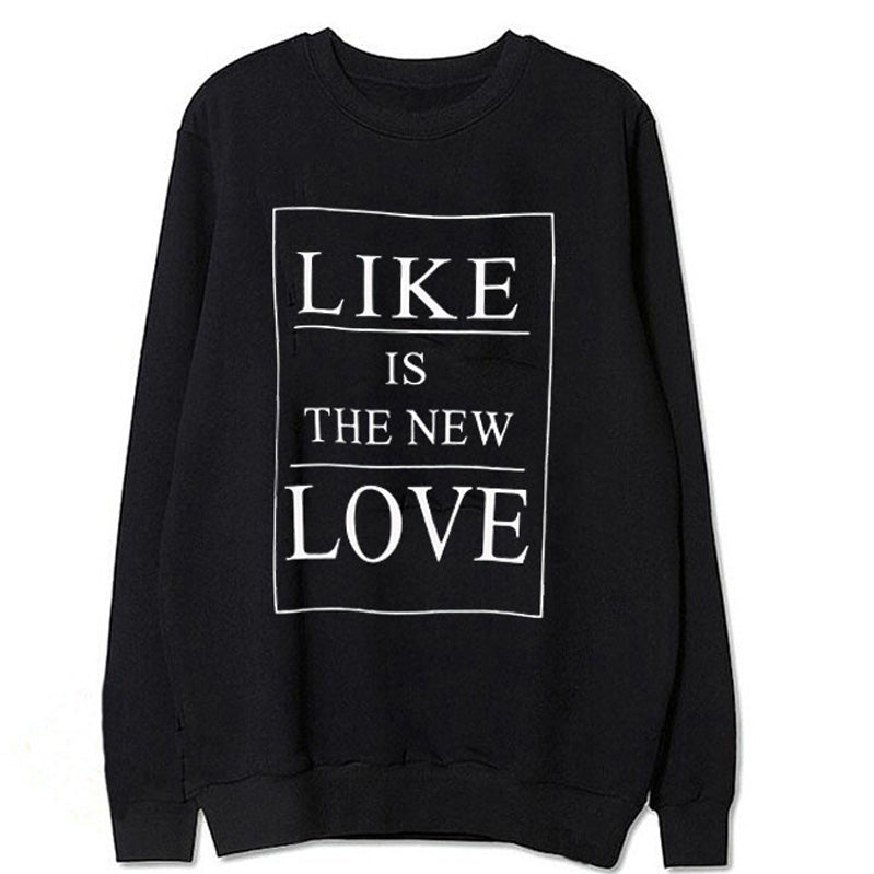 Letter Print Round Collar Long Sleeves Sweatshirt