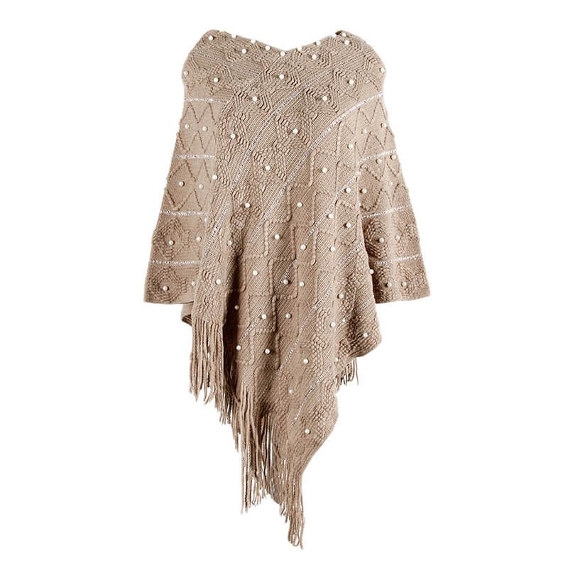 Tassel Shawl Beads Sheer Sweater