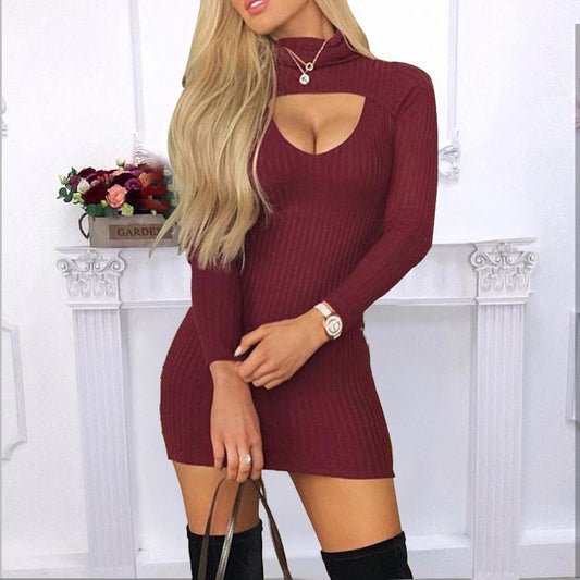 Fleabag Plain Bodycon Long Sleeve Corset Dress