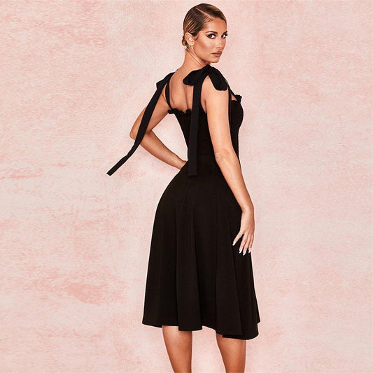 Black Slits A Line Dress