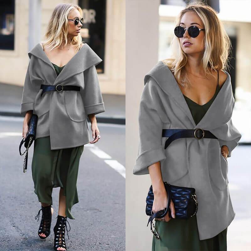 Loose Open Front Lapel Wool Coat