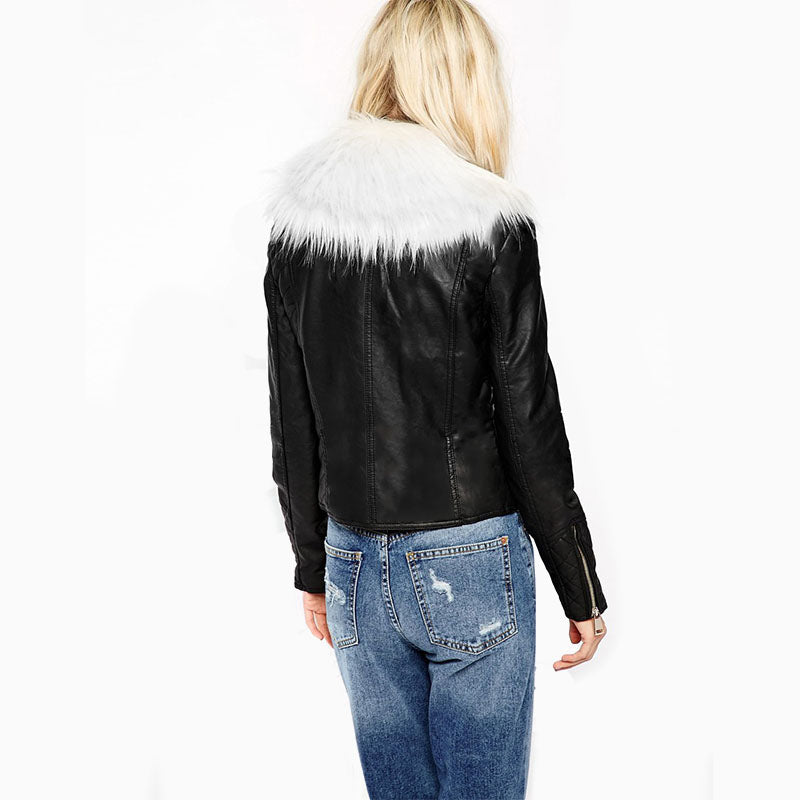 Shearling Zipper Moto Jacket