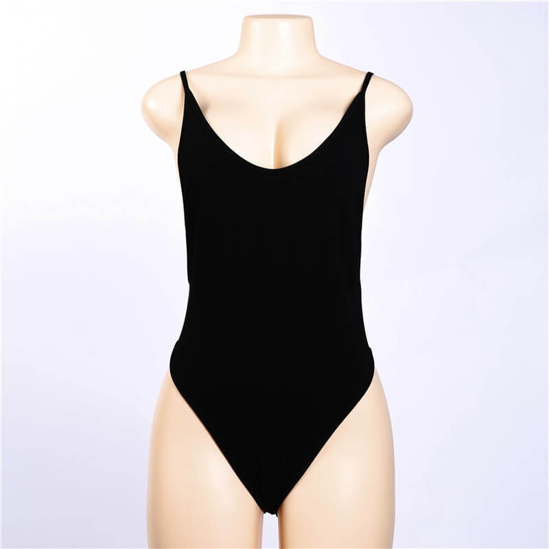 V Neck Backless Tank Top Plunge Bodysuits