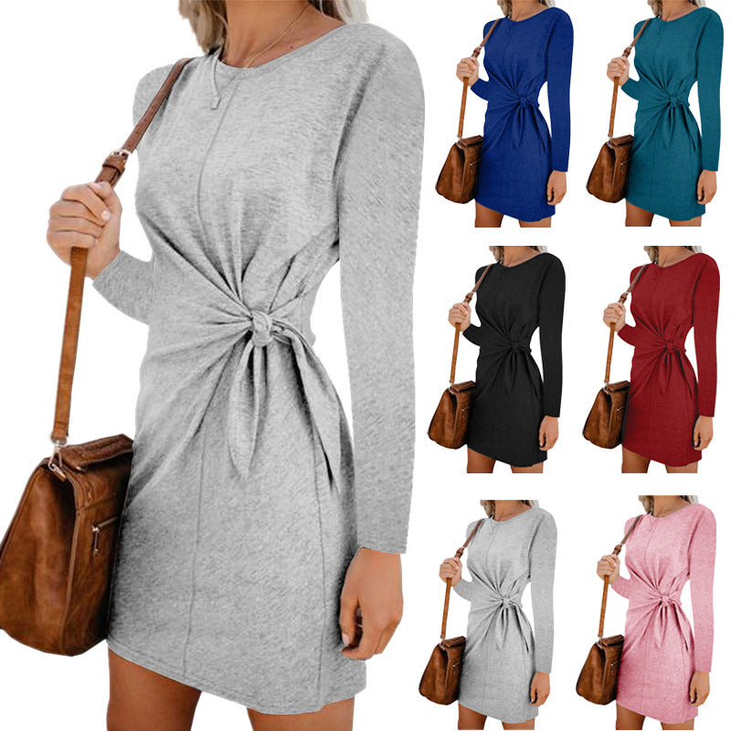 Long Sleeve Bodycon O Neck Loose Dress