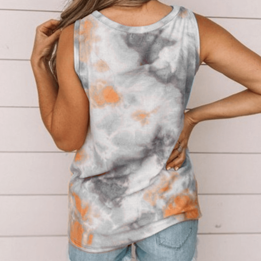 Casual Tie Dye Sleeveless Loose Tank Top T-shirts