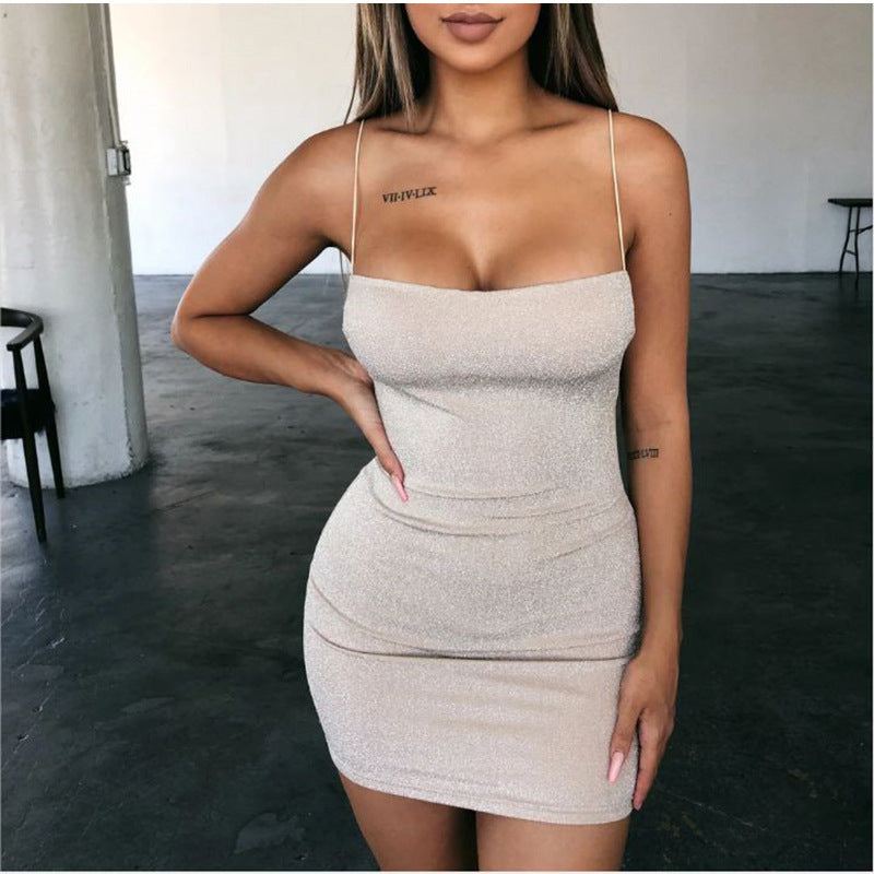 Spaghetti Strap Backless Strapless Slim Bodycon Dress