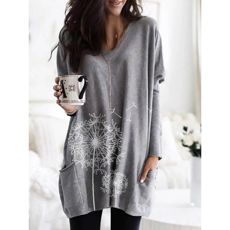 Print Loose Long Blouse