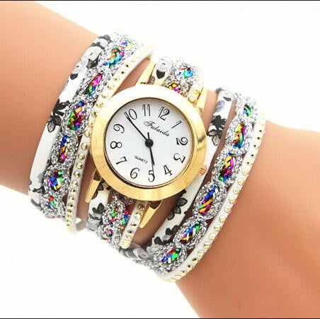 Colorful Print Multilayer Bracelet Watch