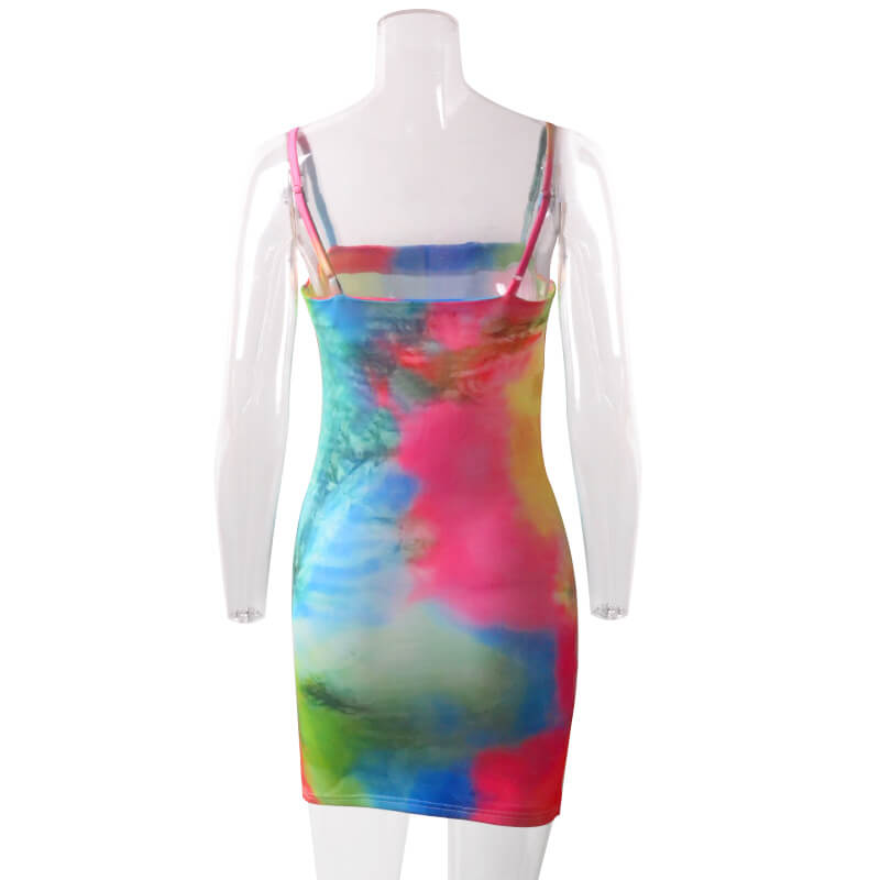 Multicolor Bodycon Sling Short Dress