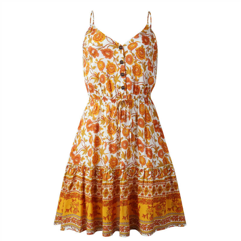 Empire Waist Floral Short Beach Dress