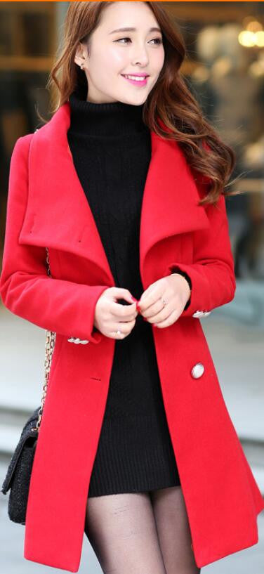 Fashion Stand Collar Button Long Coat