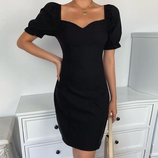 Classic Puff Sleeve Tight Short Dress