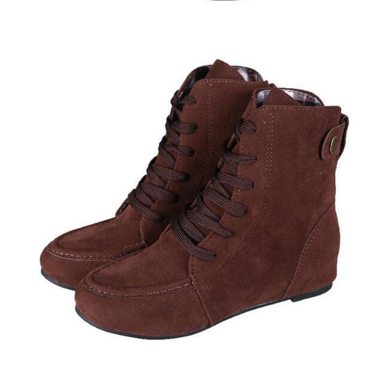 Fashion Winter Suede Increased Flat Martin Boots