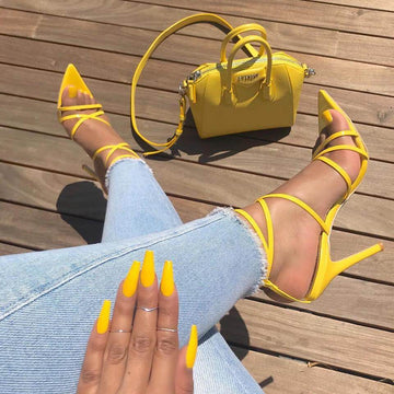 Fashion Leather Pointed Toe Ankle Strap Sandals