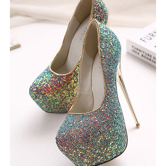 Rhinestone High Platform Stiletto Heel Super High Heels Prom Shoes