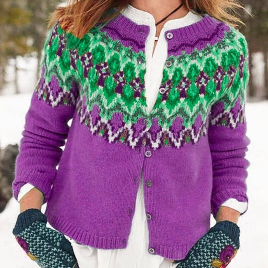 Printed Petite Colorblock Cardigan Sweater