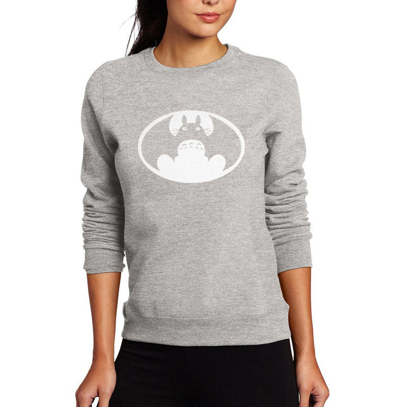 Bat Print Round Collar Long Sleeves Sweatshirt