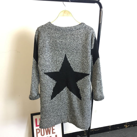 Long Sleeves Print Scoop Regular Cardigan
