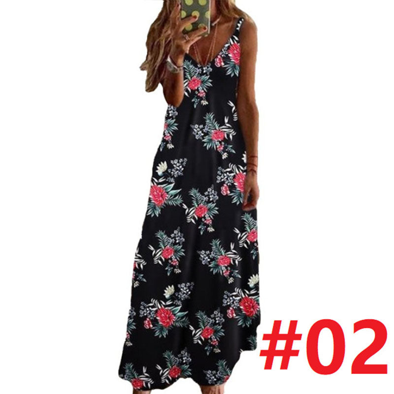 Floral Printed Ankle Length Beach Dress