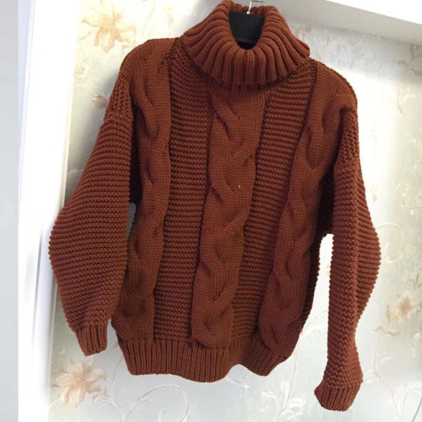 Turtleneck Cable Knitted Chunky Sweater