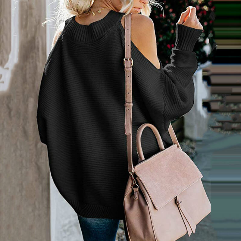 Cold Shoulder Loose Knitted Sweater