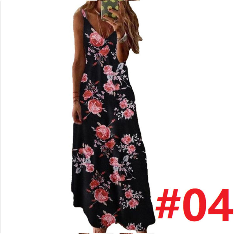 Floral Printed Ankle Length Beach Dress