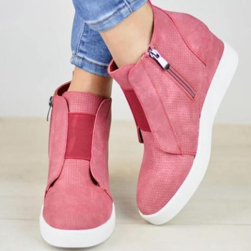 Zipper Slip-On Wedge Shoes